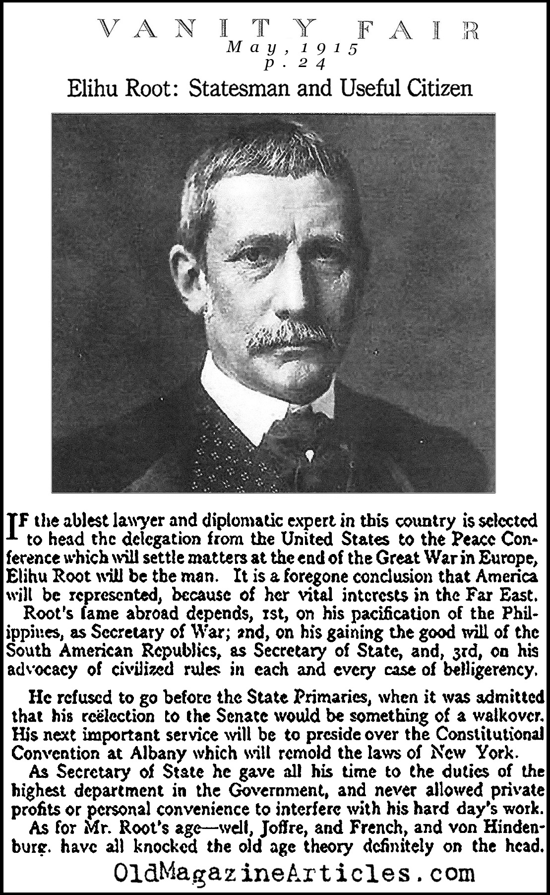 Elihu Root Profiled (Vanity Fair, 1915)